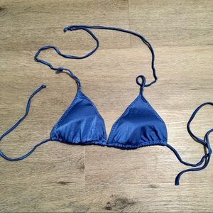 ⭐️ Shiny Blue Triangle String Bikini Swimsuit Top